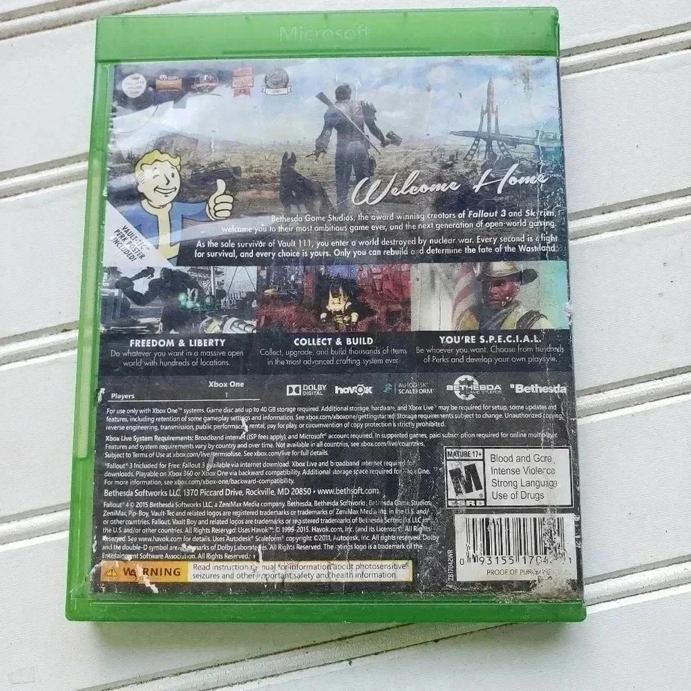 Fallout 4 (Microsoft Xbox One, 2015) VERY GOOD But Case Is Little Damaged